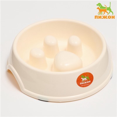 Миска для медленного кормления «Лапа», 800 мл, пластик, бежевая