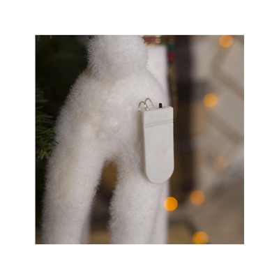 Светодиодная фигура «Олень» 16×30×9 см, флок, от батареек CR2032×2, свечение тёплое белое