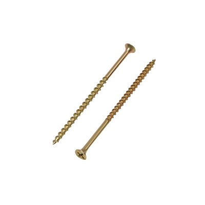 Саморез 4.2×89(90) мм ТУНДРА PREMIUM, потай, крупная резьба, шлиц PH, желтый цинк, 1 кг