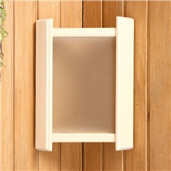 Абажур для бани и сауны, деревянный, настенный, со вставкой из белого стекла, «Добропаровъ»