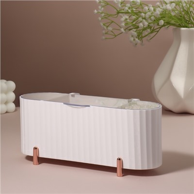 Органайзер для хранения, с крышкой, 3 секции, 21×8×9 см, цвет белый, розовое-золото