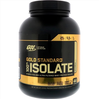 Optimum Nutrition, Gold Standard, 100% изолят, со вкусом ванили, 1,32 кг (2,91 фунта)