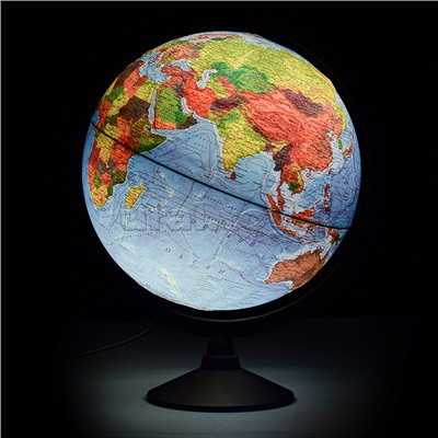 Глобус Земли физико-политический 320мм с подсветкой Рельефный Классик.