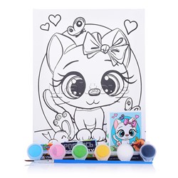 Холст для росписи 15*20 см "Кошечка с бантиком"