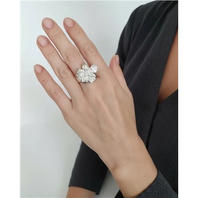 Кольцо с белым серебрением