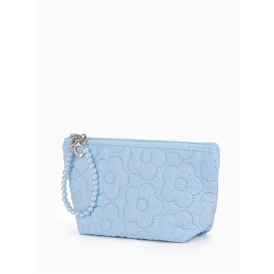 Косметичка женская «Цветочки», на молнии, ручка из бусин, голубая