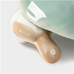 УЦЕНКА Блюдо керамическое «Птичка на листочке», 15.5×15.5 см, голубое