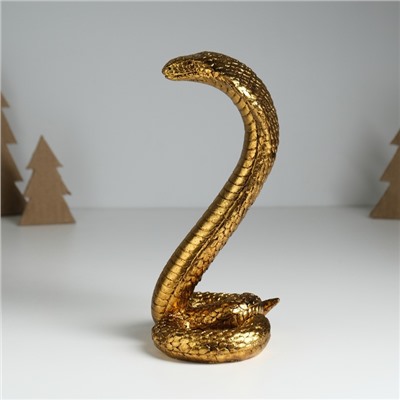 Фигурка полистоун «Египетская кобра», под золото, 10.5×8.7×19 см