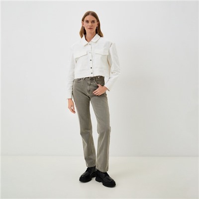 Рубашка женская укороченная с разрезами MIST: Denim, размер 48, белая