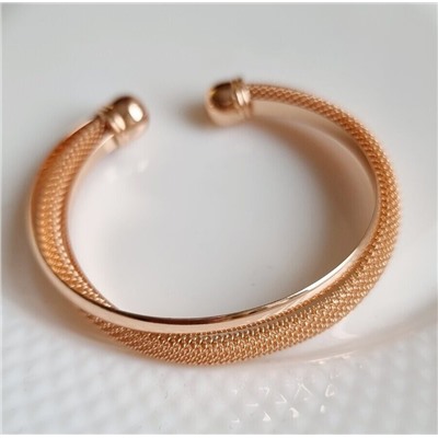 Браслет женский раздвижной на руку, жесткий металический, покрытие позолота, №016028, арт. 216.394