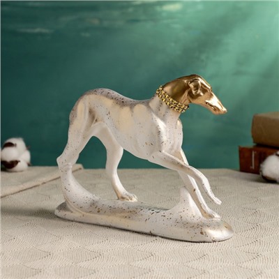 Фигурка полистоун «Борзая», белая с золотым, 25×17 см