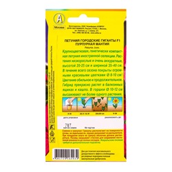 Семена цветов Петуния Городские гиганты F1 пурпурная мантия  (драже в пробирке), Ц/П,7 шт.