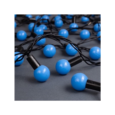 Гирлянда «Нить» 10 м с насадками «Шарики 2.5 см», IP44, тёмная нить, 100 LED, свечение синее, 8 режимов, 220 В