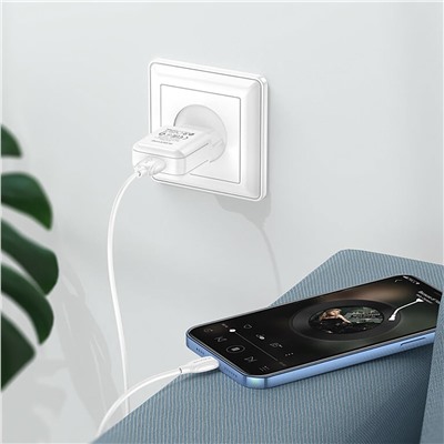 Адаптер Сетевой с кабелем Borofone BA64A USB 2,1A/10W (USB/Lightning) (white)