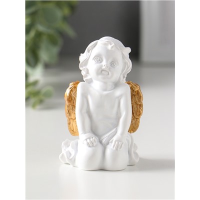 Фигурка полистоун «Белоснежный ангел с золотыми крыльями», 4.5×5×8.5 см