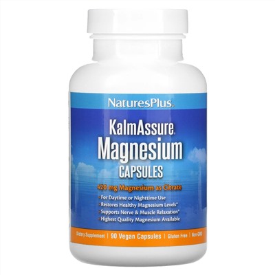 Nature's Plus, KalmAssure, магний, 420 мг, 90 веганских капсул