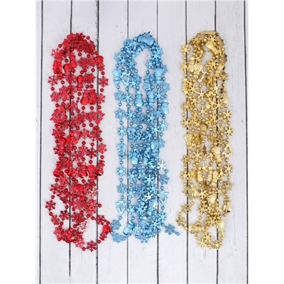 Бусы на ёлку «Снежинки», длина 2.7 м, d=2.3 см, МИКС