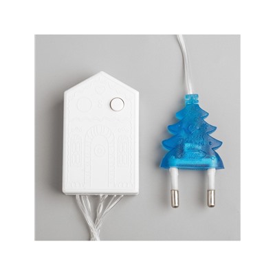 Гирлянда «Нить» 10 м, IP20, прозрачная нить, 100 LED, 8 режимов, 220 В, свечение синее