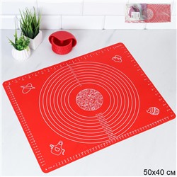 Силиконовый коврик 50х40 см и ролик для теста Набор 2 пр / GY-633-R /уп/ Красный ПРОМО АКЦИЯ 8 Марта