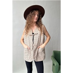 Жилет стеганый  HOME109/02/Бежевый, коричневый