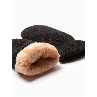 Варежки меховые женские MINAKU 25 см чёрные