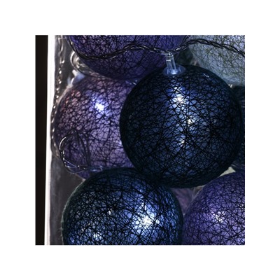 Гирлянда - нить, 5 м с насадками «Клубки серо-зелёные», IP20, прозрачная нить, 20 LED, свечение белое, 220 В