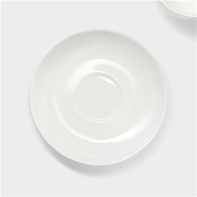 Чайная пара Magistro «Бланш», 2 предмета: чашка 280 мл, блюдце d=15 см, фарфор, белая