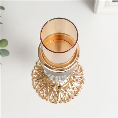 Подсвечник на 1 свечу «Кристалл. Ажурная подставка», под золото, чёрный, 24×10×10 см