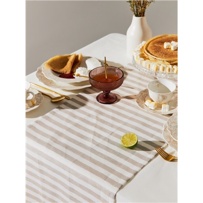 Дорожка на стол Этель Soprano 40×146 см, лён 100%, 180 г/м², белая/серая