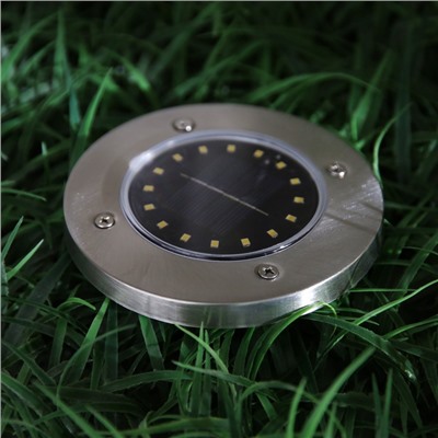 Садовый светильник, уличный, на солнечной батарее, 16 LED, свечение тёплое белое