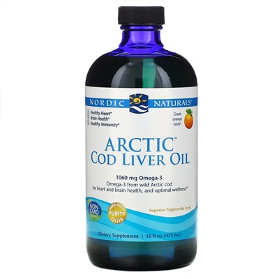 Nordic Naturals, жир печени арктической трески, со вкусом апельсина, 437 мл (16 жидк. унций)