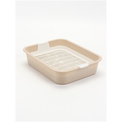 Туалет Мур-мяу для кошек, с сеткой, 33×25×7 см, бежевая