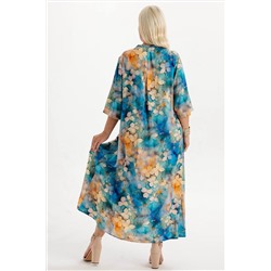 Платье штапель  6143/05/Бирюзовый, бежевый