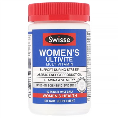 Swisse, Women's Ultivite, мультивитаминная добавка для женщин, 50 таблеток
