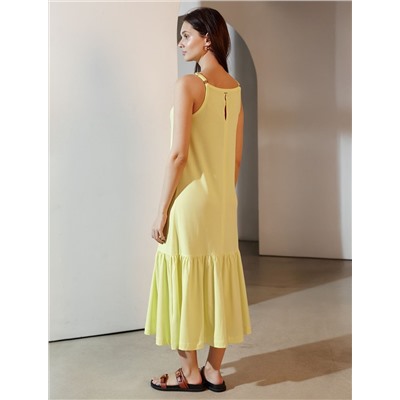 Летнее платье миди из гладкого эластичного хлопка