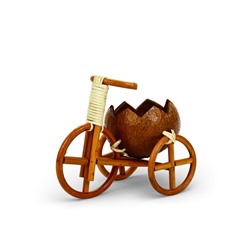 Декоративное кашпо - кокос «Велосипед резной», 20×12×17 см, деревянное