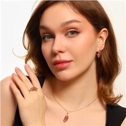 Комплект ювелирной бижутерии коллекция "Дубай" серьги, кулон и кольцо 18 р, покрытие позолота, вставка: фианиты, цвет: фиолетовый, арт.213.531-18