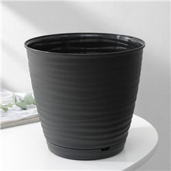 Горшок для цветов с поддоном Saffron, 2.6 л, d=17.6 см, h=16.2 см, пластиковый, серый