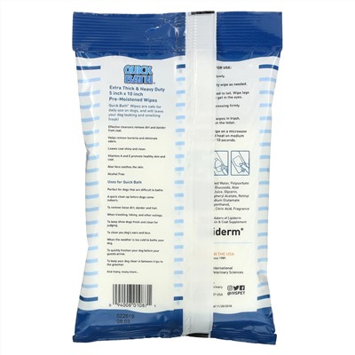 International Veterinary Sciences, Quick Bath, Skin, Coat Cleaner & Conditioner, Small Dog, 10 Pack