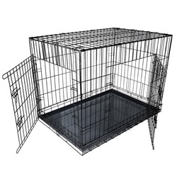 Клетка DogiDom для собак №6 с металлическим поддоном, складная, 121×78×83 см, черная
