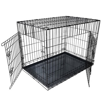 Клетка DogiDom для собак №6 с металлическим поддоном, складная, 121×78×83 см, черная