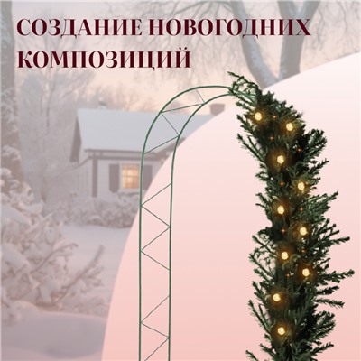 Арка садовая, 240×125×36.5 см, для вьющихся растений, металлическая, зелёная, «Ёлочка», Greengo