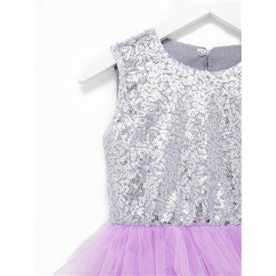 Платье для девочки KAFTAN с пайетками, серебристо-сиреневое, рост 122-128 см