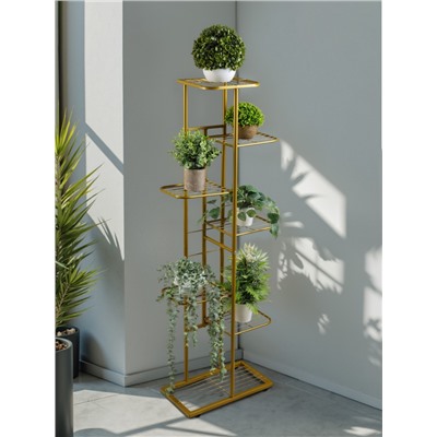 Подставка для цветов Greengo, 7 полок, 43×22×126 см, напольная, металл, цвет золотой