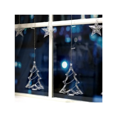 Гирлянда «Бахрома» 2.4×0.9 м с насадками «Ёлки», IP20, прозрачная нить, 138 LED, свечение белое, 8 режимов, 220 В