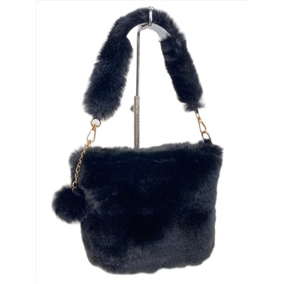 Женская сумка из искусственного меха, цвет черный