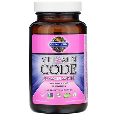 Garden of Life, Vitamin Code, для женщин от 50 и старше, мультивитамины из сырых цельных продуктов, 120 вегетарианских капсул