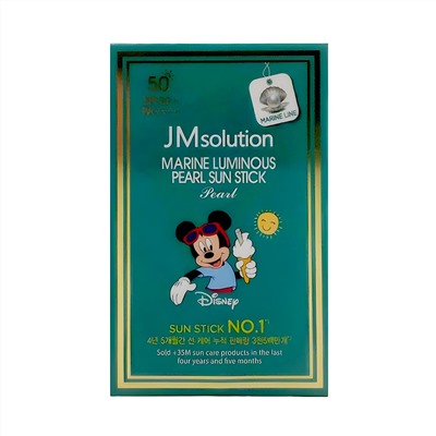 JMsolution Солнцезащитный стик для лица и тела с морскими минералами SPF50+PA++++ / Marine Luminous Pearl Sun Stick Pearl Disney Mickey, 21 г