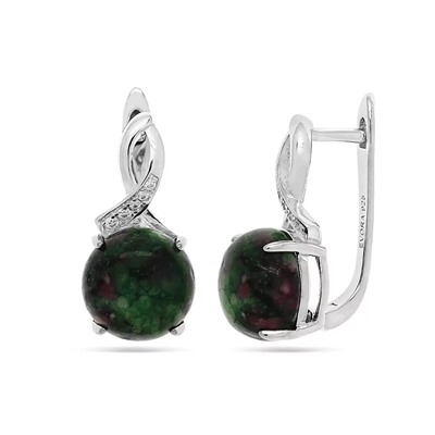 Серьги из серебра цоизит, МЦВ57