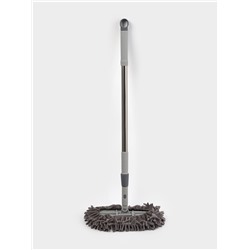 Швабра для мытья пола плоская гибкая Доляна, насадка из микрофибры букли 29×13 см, телескопическая стальная ручка 75(116) см, серая